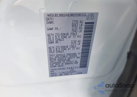 2024 Infiniti Qx60 Pure from USA, damaged, VIN 5N1DL1ER1RC344725